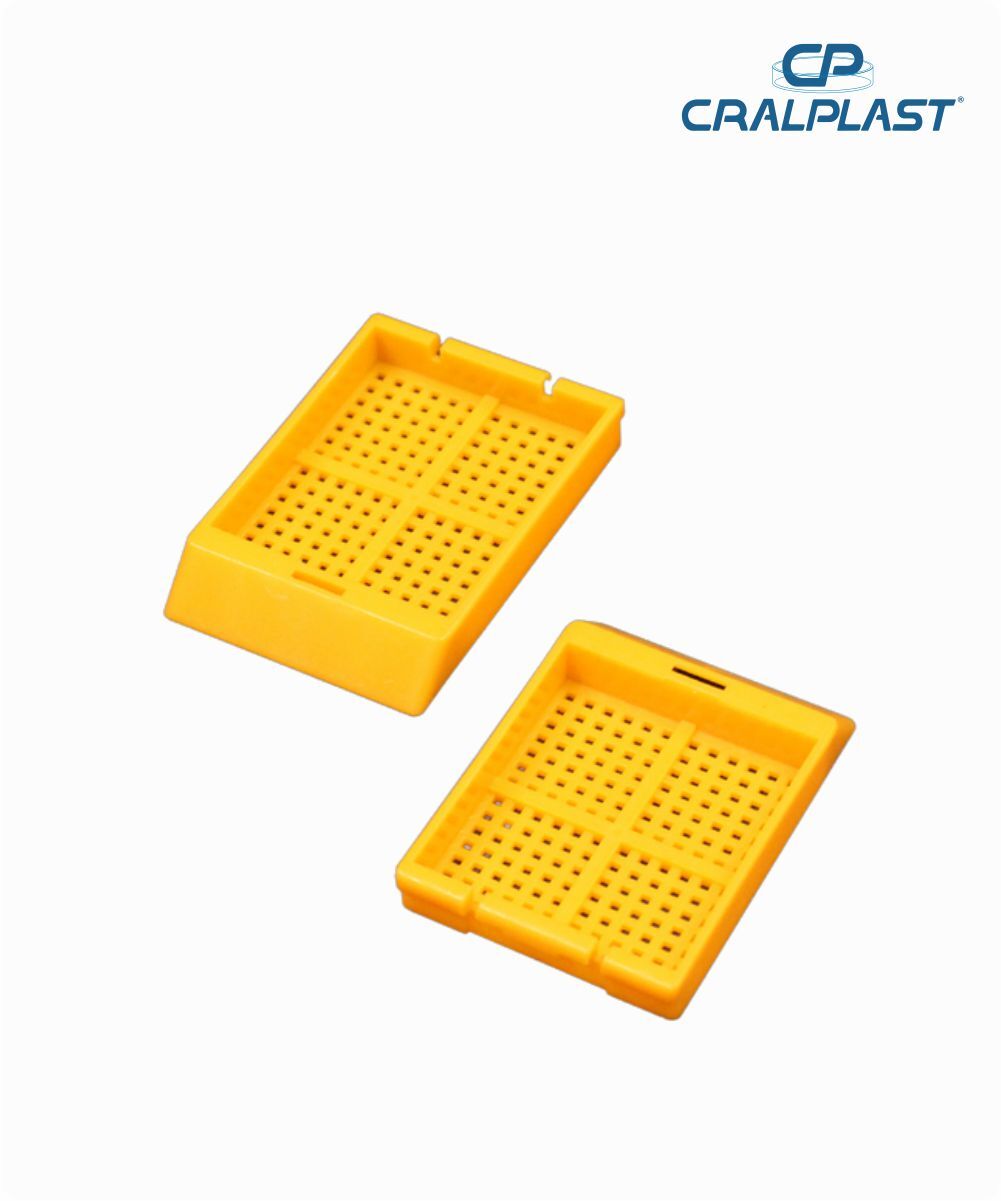 Cassete para biópsia laranja orifício 5mm x 1mm